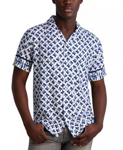 KARL LAGERFELD PARIS Men's Slim-Fit Tie-Dyed Floral Button Down Camp Shirt XXL