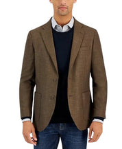 Nautica Mens Modern fit Sport Coat Blazer 44 L Brown Solid Stretch