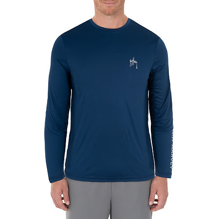 Guy Harvey Mens Core Solid Long Sleeve Sun Protection T Shirt Navy Small