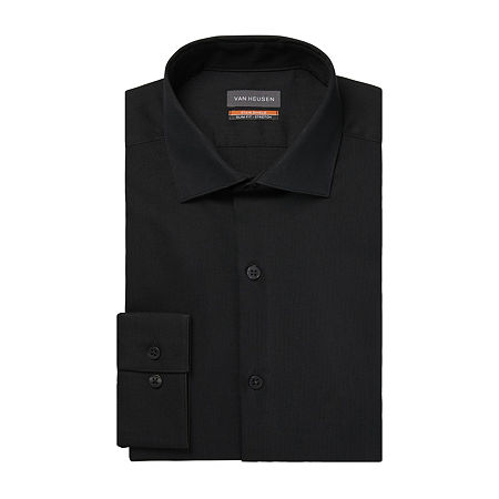 Van Heusen Mens Classic fit Dress Shirt XXL 18 in 32-33 Black Solid