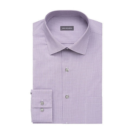 Van Heusen Men's Stain Shield Regular Fit Stretch Dress Shirt Plum 15 15.5 32 33