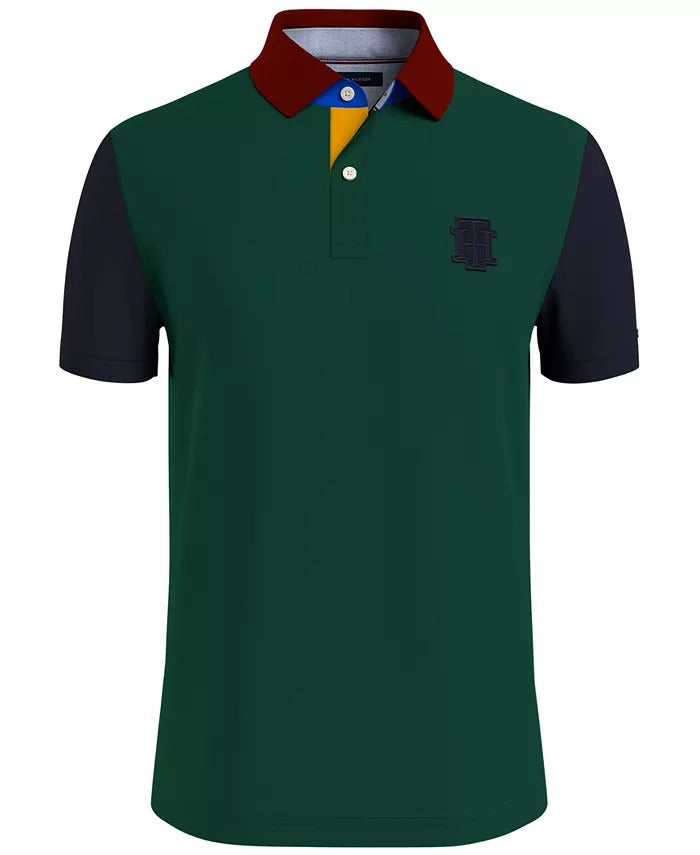 Tommy Hilfiger Men's Patch Colorblock Ivy Short Sleeve Polo SHirt Navy Small