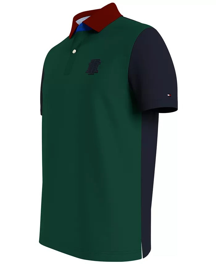 Tommy Hilfiger Men's Patch Colorblock Ivy Short Sleeve Polo SHirt Navy Small