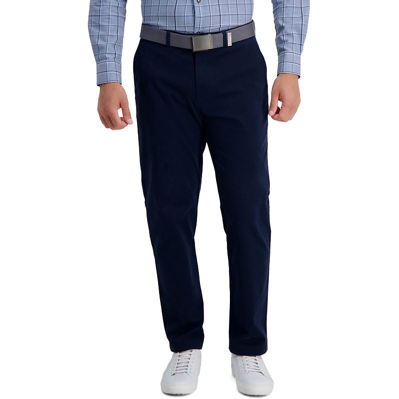 Haggar Mens Straight fit Dress Pants 32 / 34 Navy Blue Solid