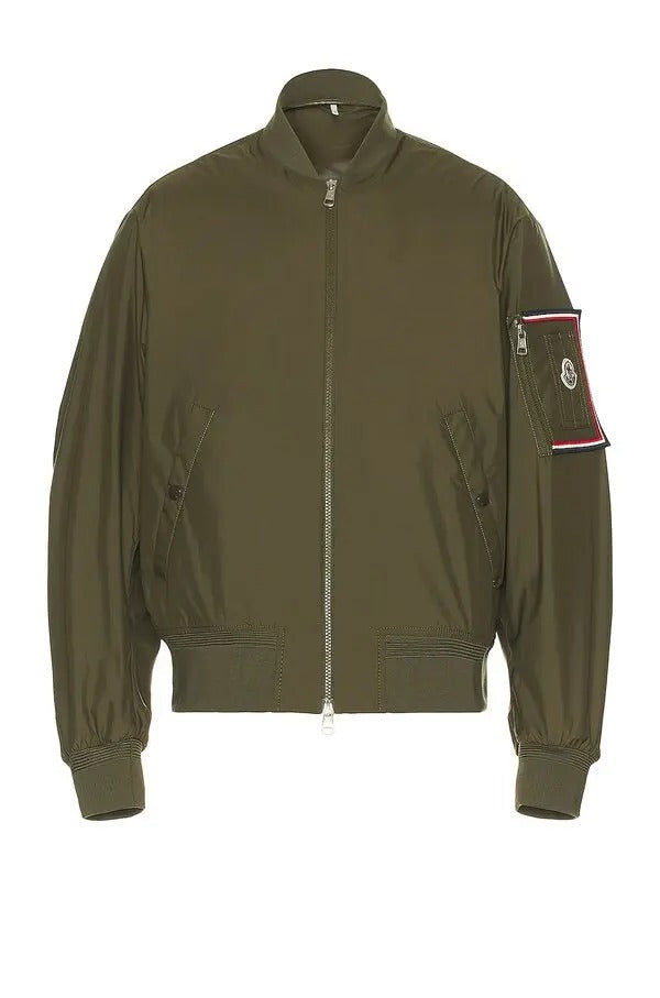 Moncler Mens Bharani Bomber Jacket Coat 5 / XXL Olive Green