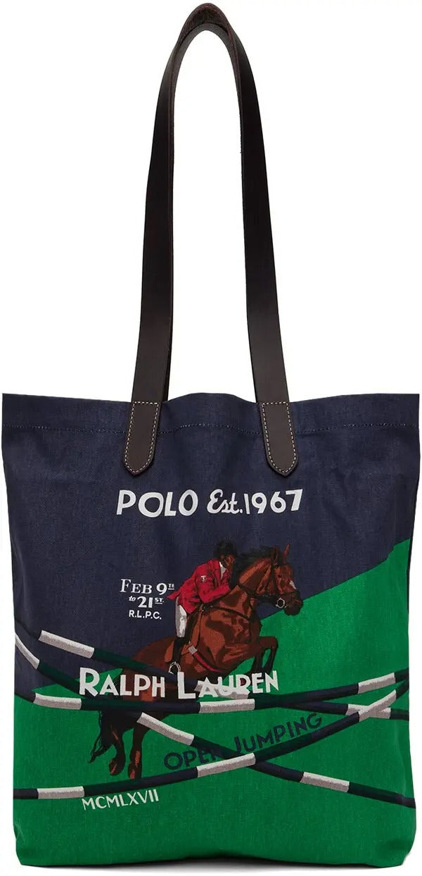 Polo Ralph Lauren Mens Blue and Green Polo Horse Tote
