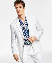 Club Room Mens Classic fit Sport Coat Blazer Medium White Solid Linen