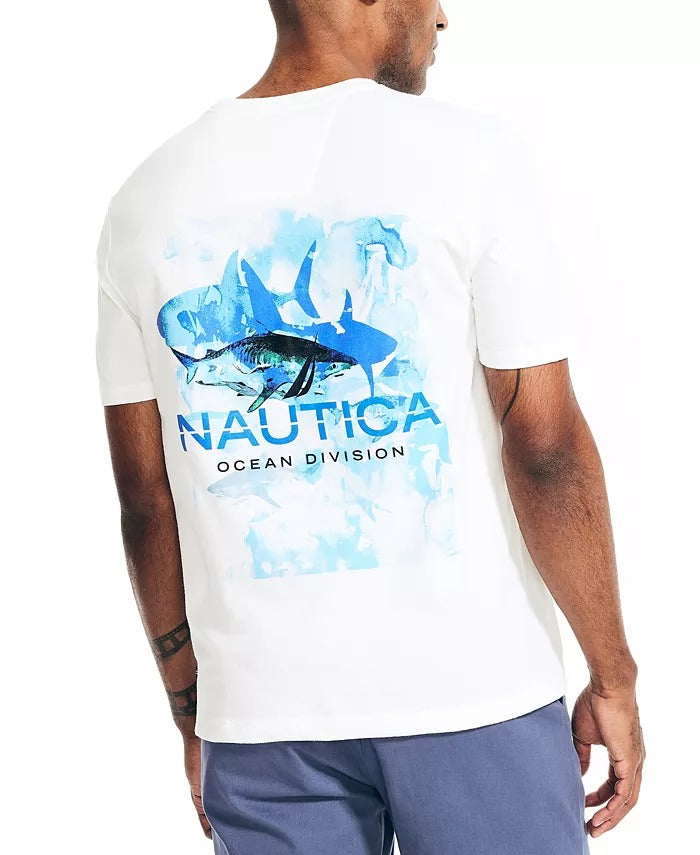Shark Week X Nautica Men's Classic-Fit Shark Logo Graphic T Shirt XL White