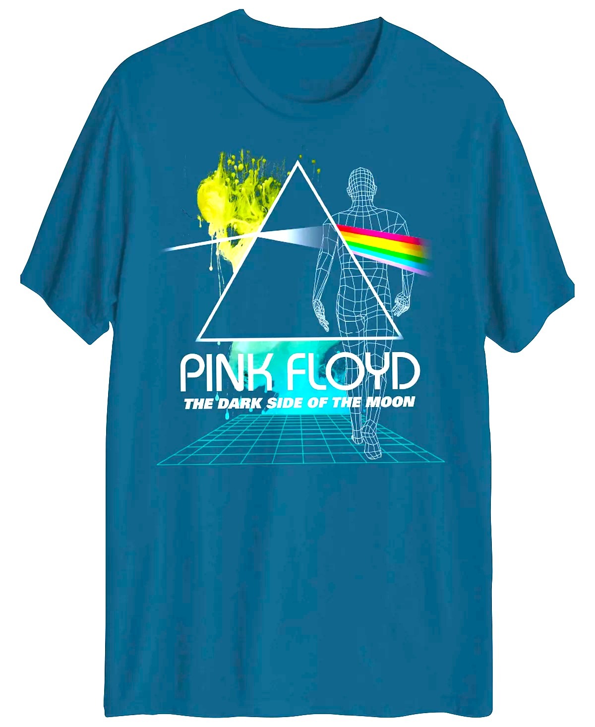 Hybrid Mens Regular fit Short Sleeve Pink Floyd T-Shirt Shirt Medium Green Solid