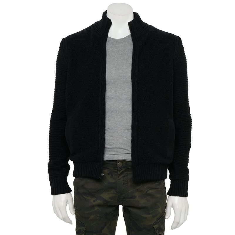 X-Ray Mens Full-Zip High Neck Sweater Black XL