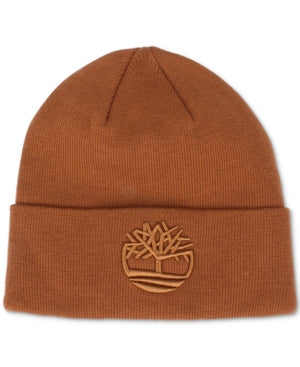 Timberland Mens Tonal 3D Embroidery Beanie Hat Dark Wheat Brown