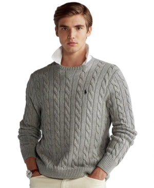 Polo Ralph Lauren Mens Regular fit Long Sleeve Crewneck Sweater XXL Crew Neck Grey Solid