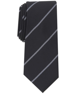 Alfani Mens Hadley Stripe Tie Black OSFA