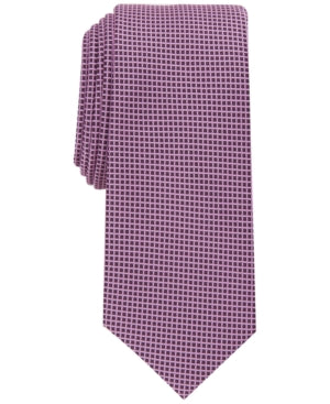 Alfani Mens Regular fit Tie Necktie One Size Pink Berry Mini Texture