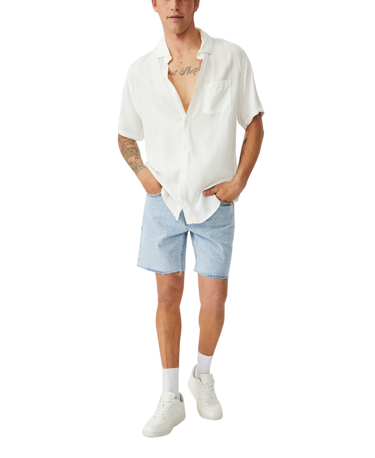 Cotton On Mens Regular fit Long Sleeve Button-Up Shirt Large White