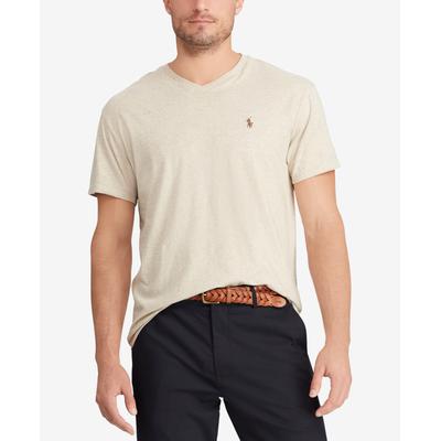 Polo Ralph Lauren Mens Classic fit V Neck Short Sleeve T-Shirt Large Beige Solid