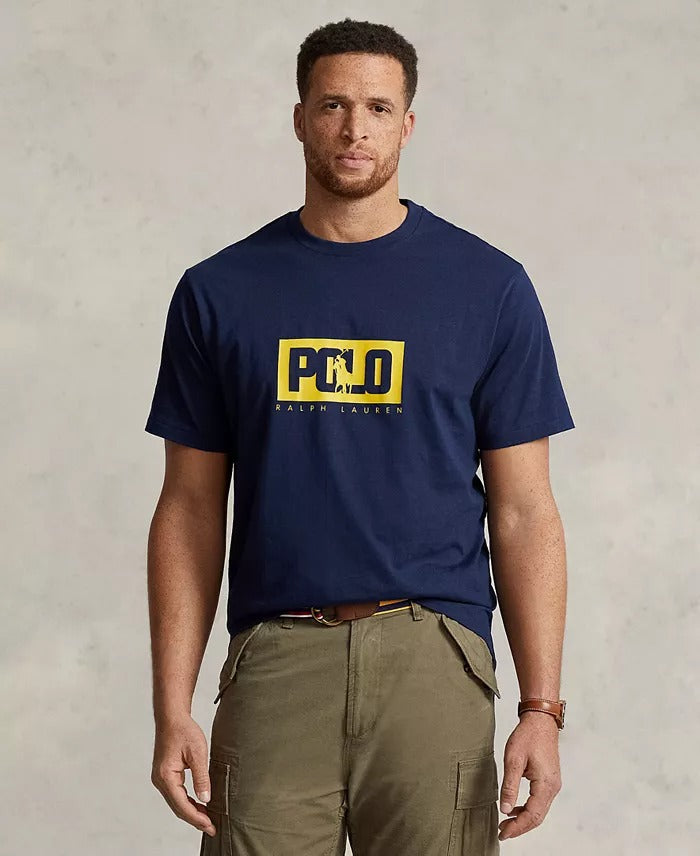 Polo Ralph Lauren Mens Classic Fit Logo Jersey T Shirt Cruise Navy Blue Medium