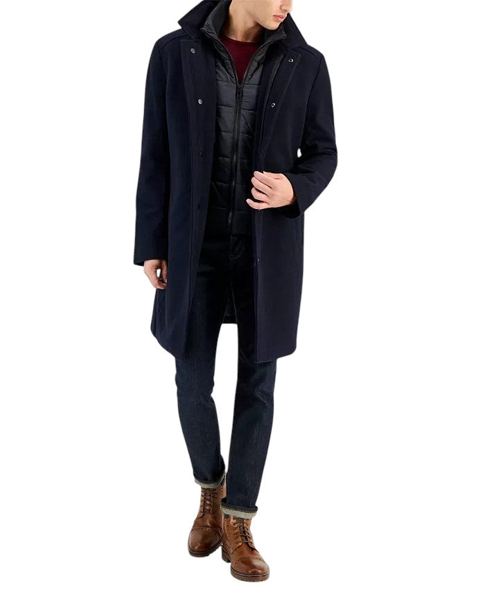 Nautica Men's Classic-Fit Bib Wool Blend Overcoat Coat 38S Navy Blue