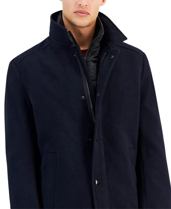 Nautica Mens Classic-Fit Bib Wool Overcoat Coat 48R Navy Blue