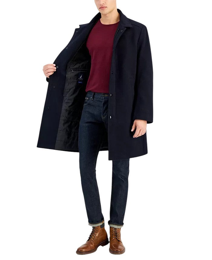 Nautica Men's Classic-Fit Bib Wool Blend Overcoat Coat 38S Navy Blue