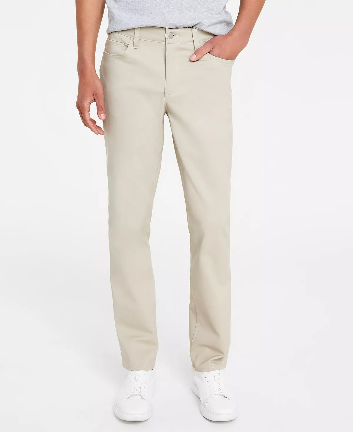 Calvin Klein Mens Move 365 Slim Fit Pants Plaza Taupe Beige 33 x 30