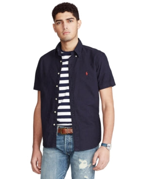 Polo Ralph Lauren Mens Classic fit Short Sleeve Button-Up Shirt 3XLT Blue Solid
