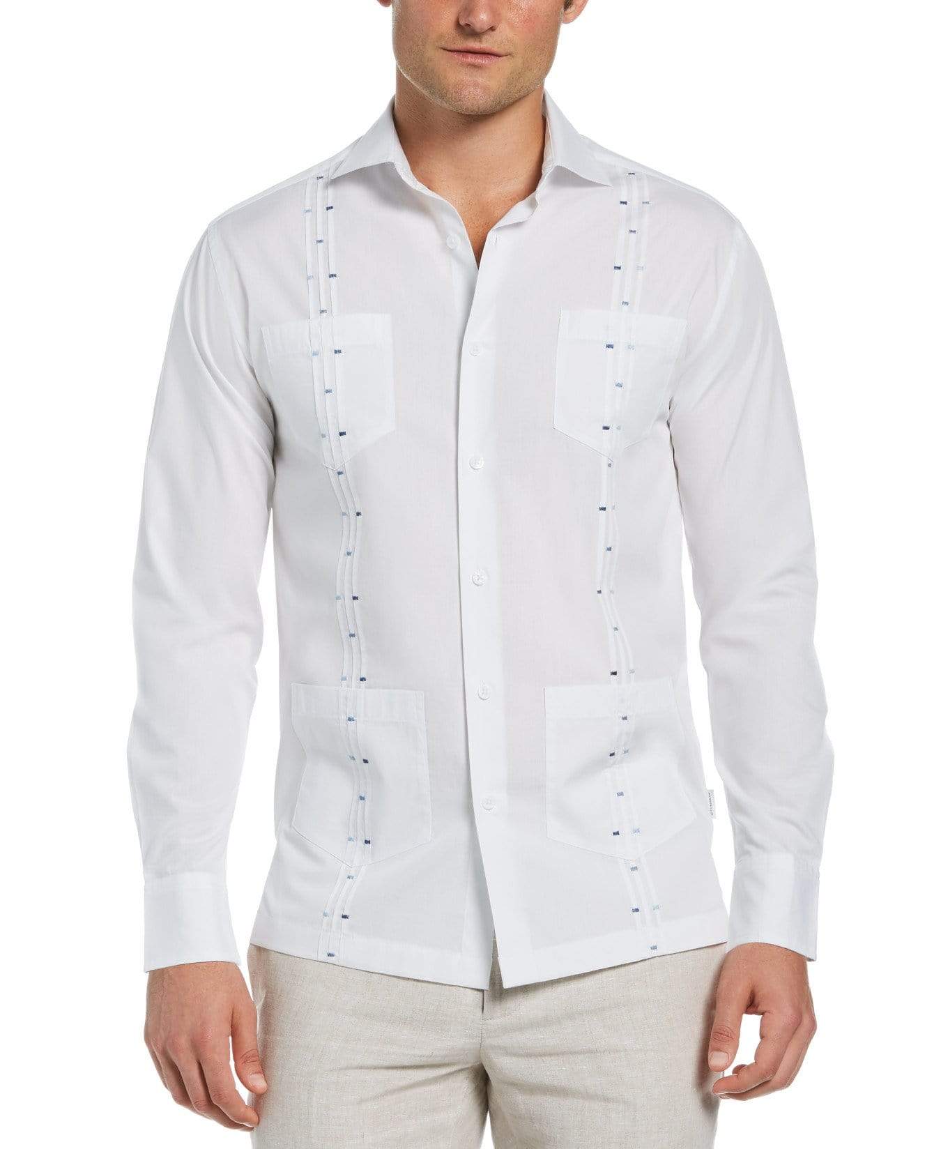 Cubavera  Mens Cotton Button Down Long Sleeve Shirt White Medium