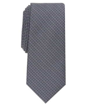 Alfani Mens Classic fit Tie Necktie One Size Charcoal Grey Jona Neat