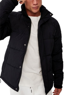 COTTON ON Essential Recycled Puffer Black Small Coat Jacket