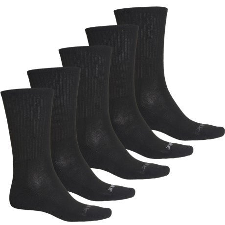 Reebok Men's 5 Pack Crew Socks Black One Size