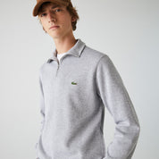 Lacoste Men's Solid Quarter zip Sweatshirt Silver Chine Medium