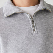 Lacoste Men's Solid Quarter zip Sweatshirt Silver Chine Medium