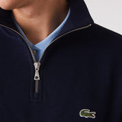 Lacoste Men's Solid Quarter Zip Sweatshirt Navy Blue 2XL