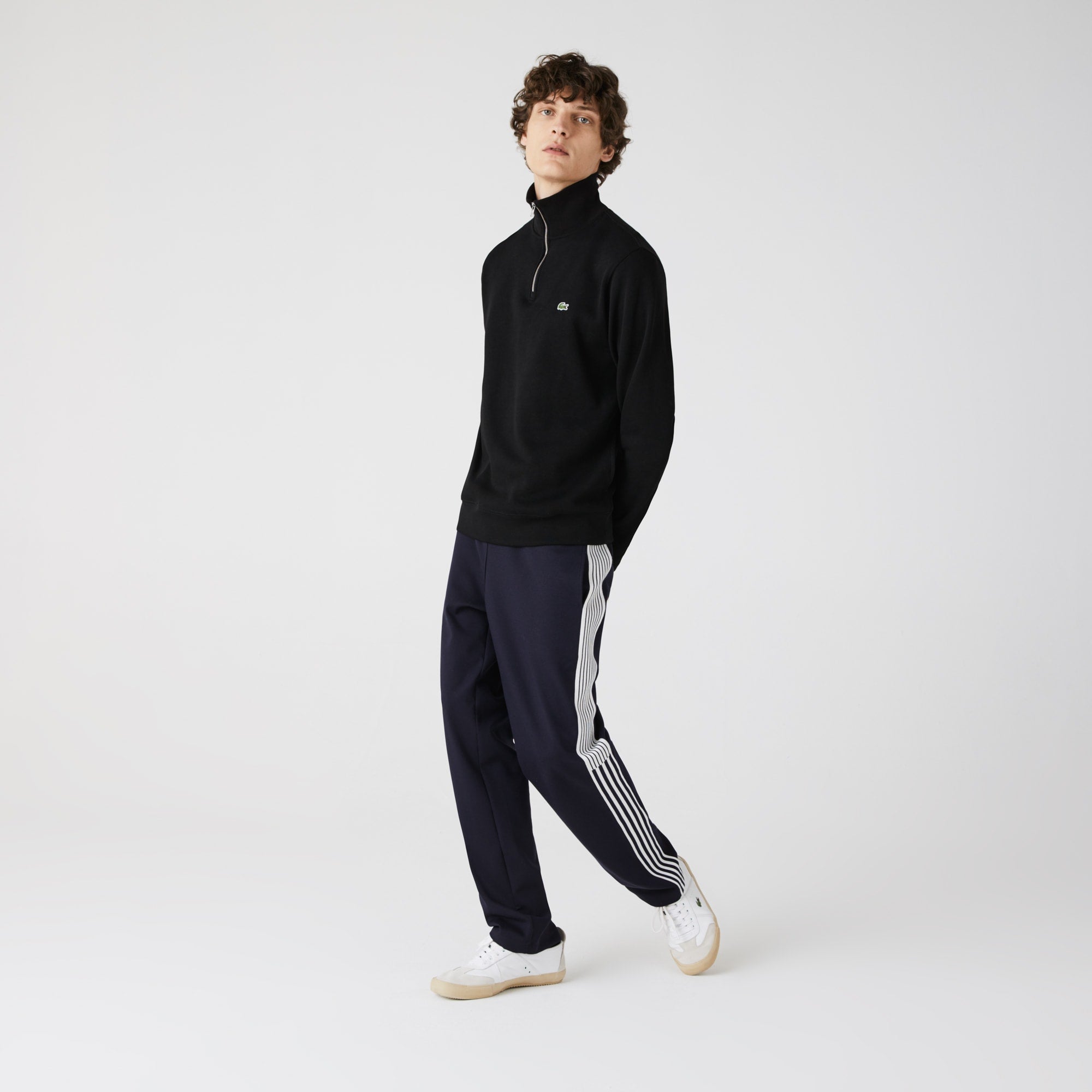 Lacoste Men's Crocodile Quarter-Zip Sweatshirt Size 9 / 4XL Black