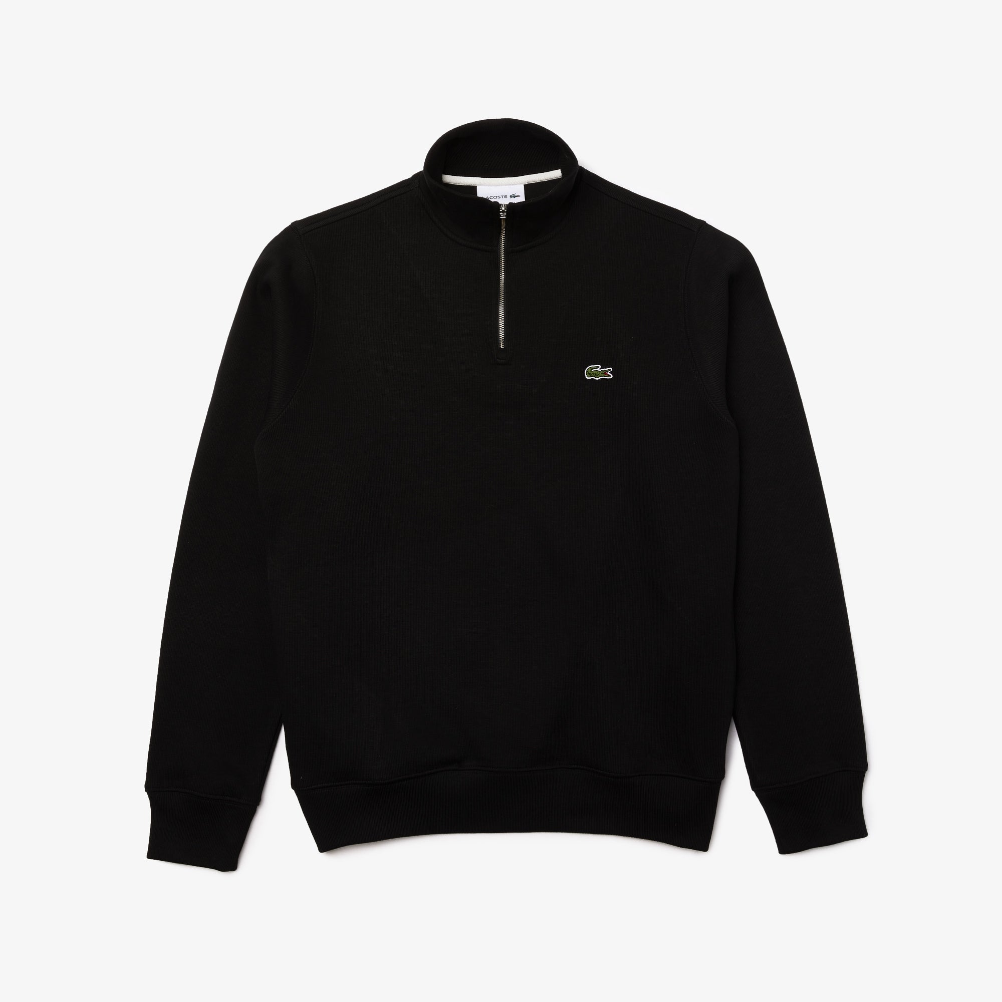 Lacoste Men's Solid Quarter-Zip Interlock Ribbed Sweatshirt Black Large