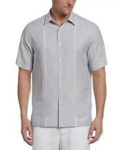 Cubavera Men's Big Tall Embroidered Panel Button-Down Guayabera Shirt 2XLT Grey