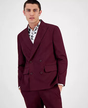 I.N.C. International Concepts Slim Double-Breasted Suit Jacket Small Wine Red