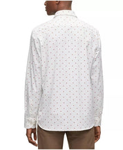 BOSS by Hugo Boss Men's Printed Stretch Cotton Slim Dress Shirt Size 15 White