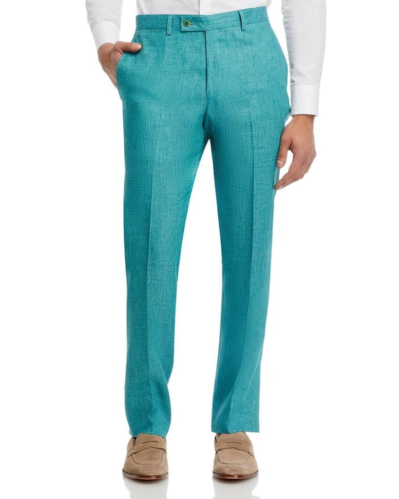 Robert Graham Mens Delave Slim Fit Linen Suit Dress Pants Size 38 Teal Green