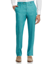 Robert Graham Mens Delave Slim Fit Linen Suit Dress Pants Size 36 Teal Green