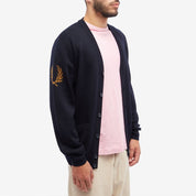 Fred Perry Mens Laurel Wreath Cardigan Sweater XXL 2XL Navy Blue