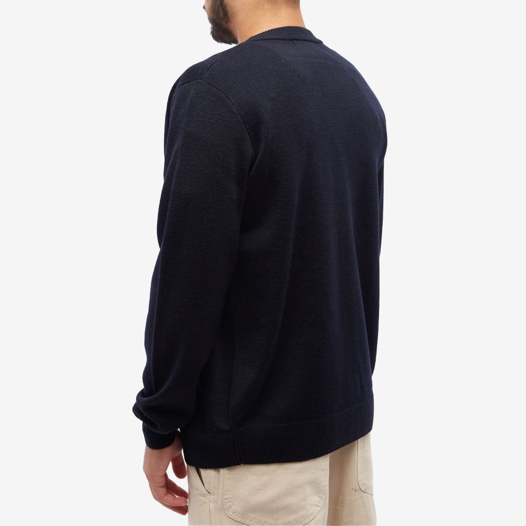 Fred Perry Mens Laurel Wreath Cardigan Sweater Large Navy Blue Wool Blend