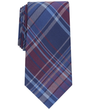 Club Room Mens Classic fit Tie Necktie One Size Blue Burgundy Plaid