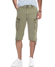 X-Ray Men's Belted 18" Capri Cargo Shorts Leaf Green 30