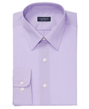 Club Room Mens Classic Fit Solid Button Down Dress Shirt Lavender 16 16.5