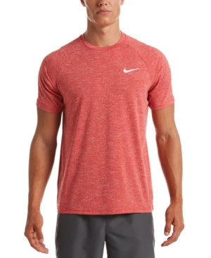 Nike Men's Big Tall Hydroguard Moisture Wicking Heather Rash Guard Shirt Red 3XL