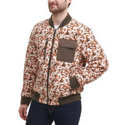 Levi's Mens Regular fit Quilted Bomber Jacket Coat Medium Orange Geometric