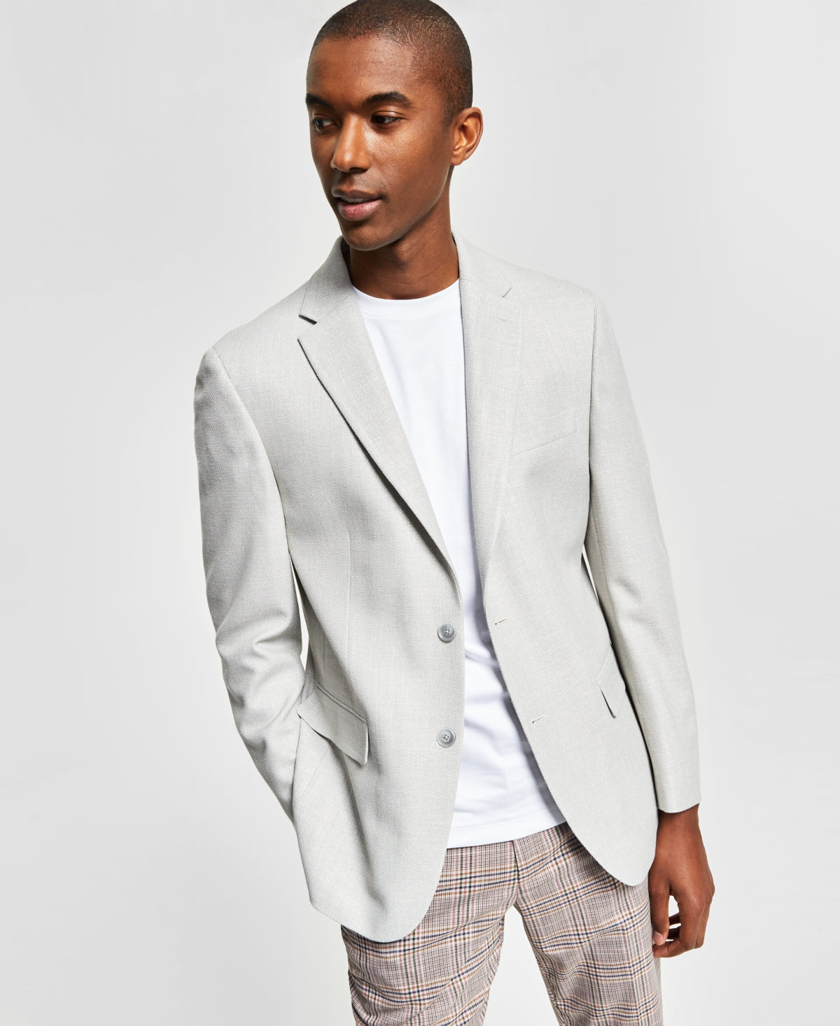 Tommy Hilfiger Mens Slim-Fit Solid Weave Blazer Grey 40S