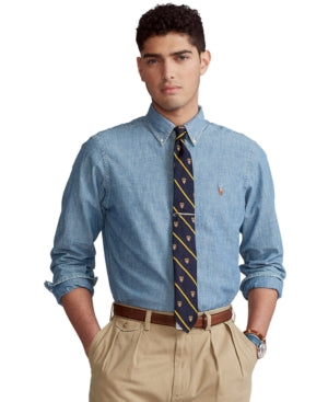 Polo Ralph Lauren Mens Classic Fit  Button Down Shirt  Indigo Blue Medium