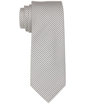 Calvin Klein Men's Slim Rail Stripe Tie Black White Necktie